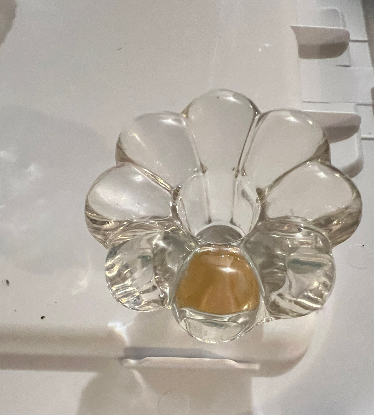 Vintage Scalloped Glass Flower Candle Holder