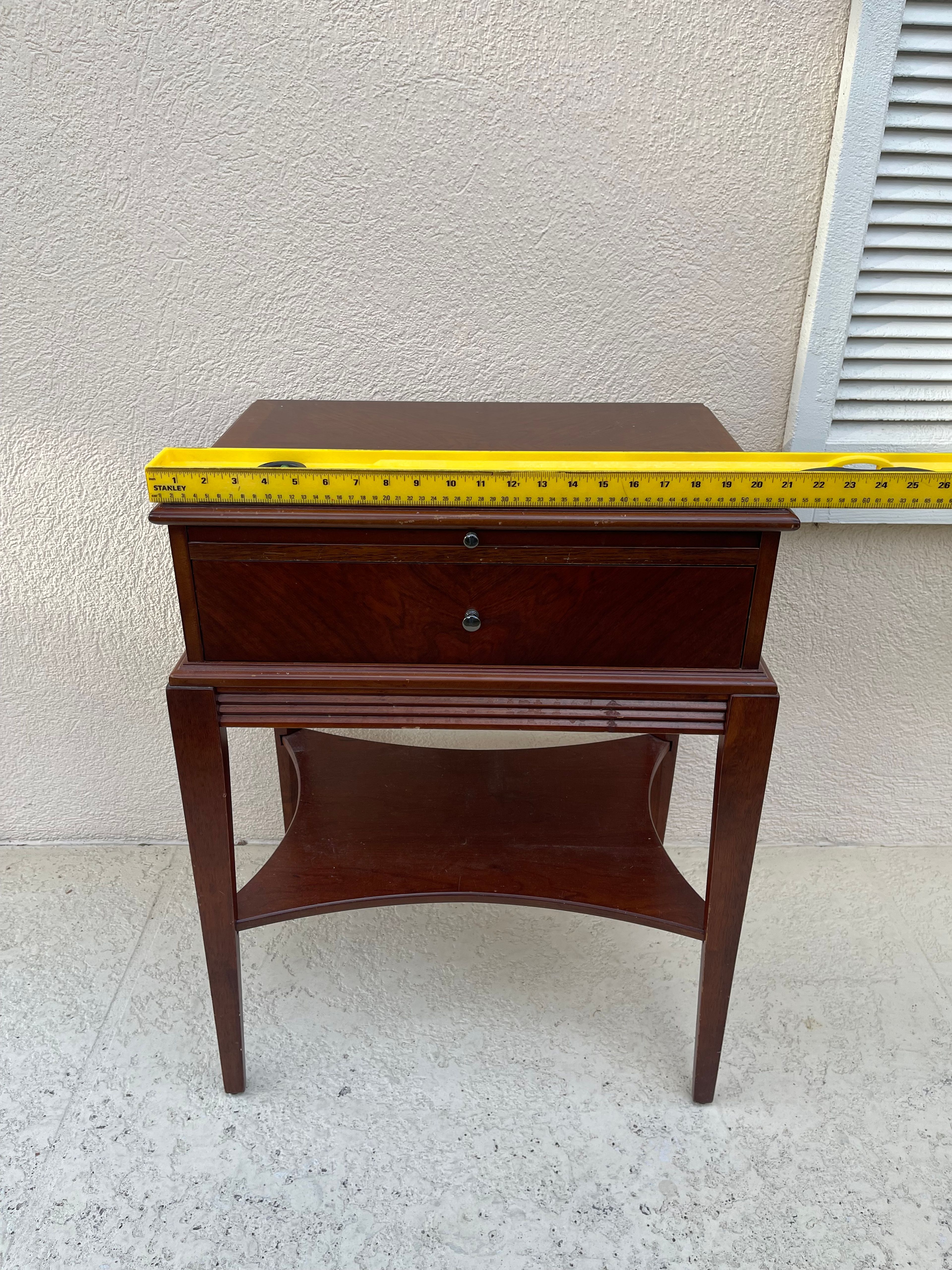 Vintage Wood Nightstand with Drawer and Curved Shelf - Image 4