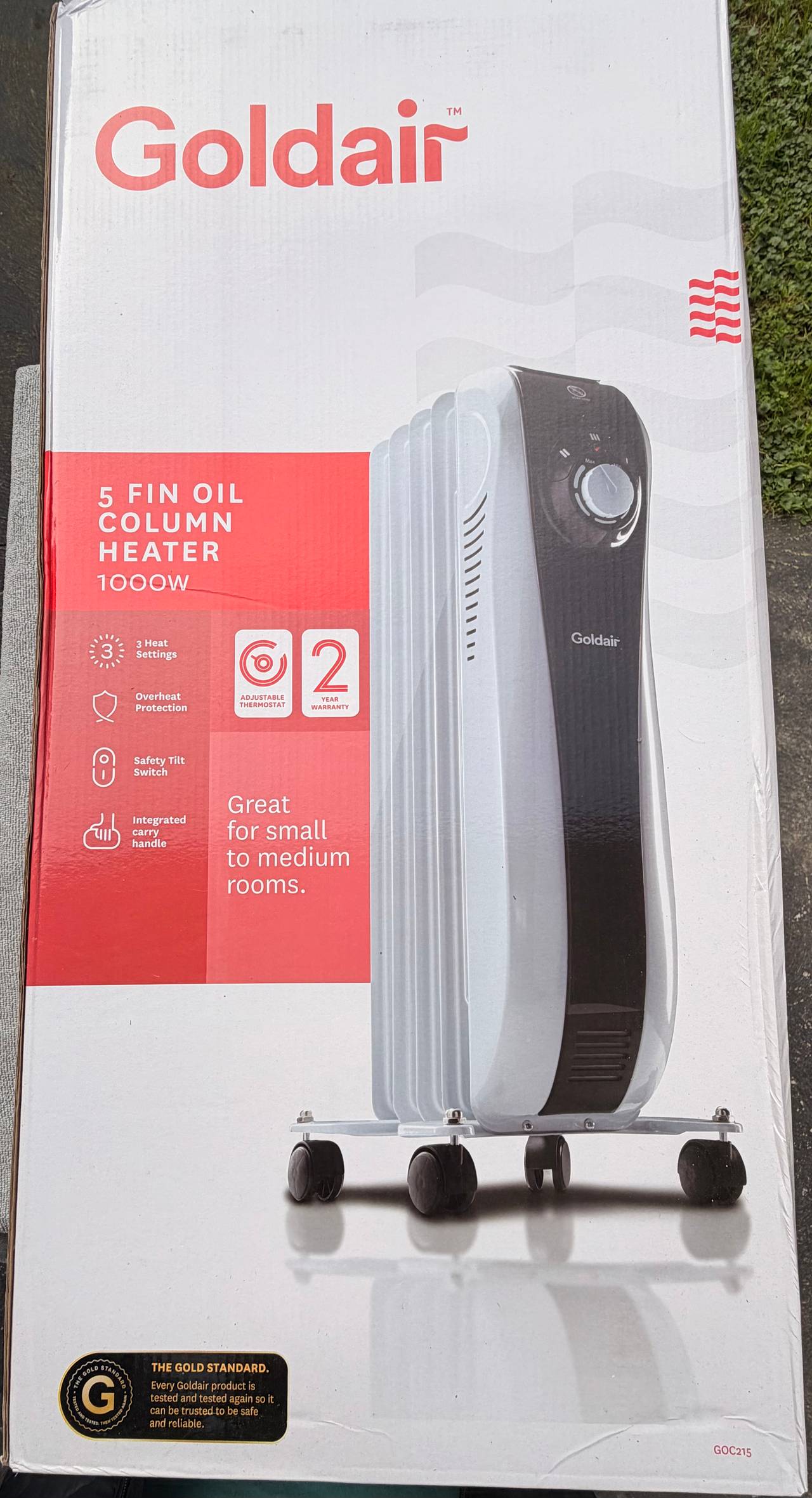 Goldair 5 Fin Oil Column Heater 1000W GOC215