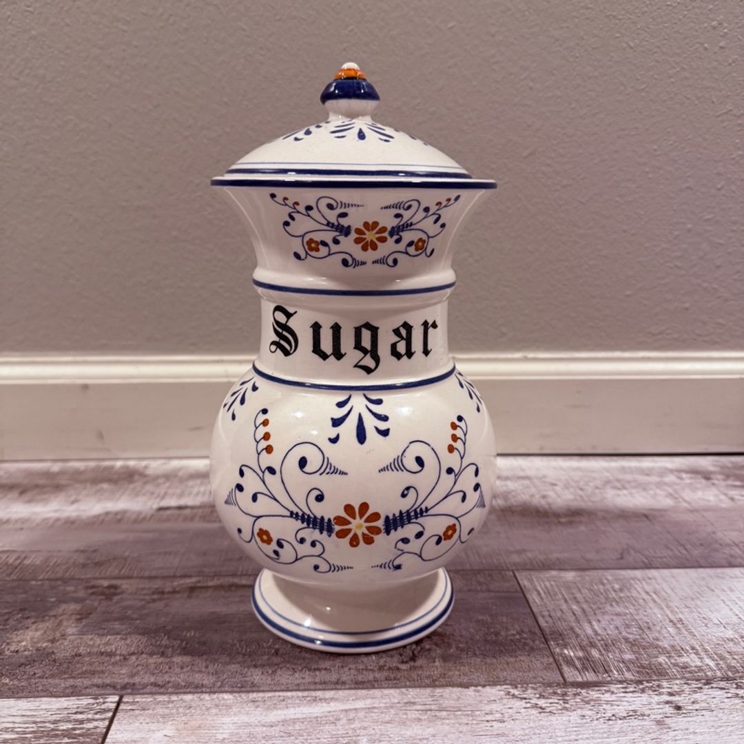 Royal Sealy Heritage Vintage Blue & White Sugar Canister