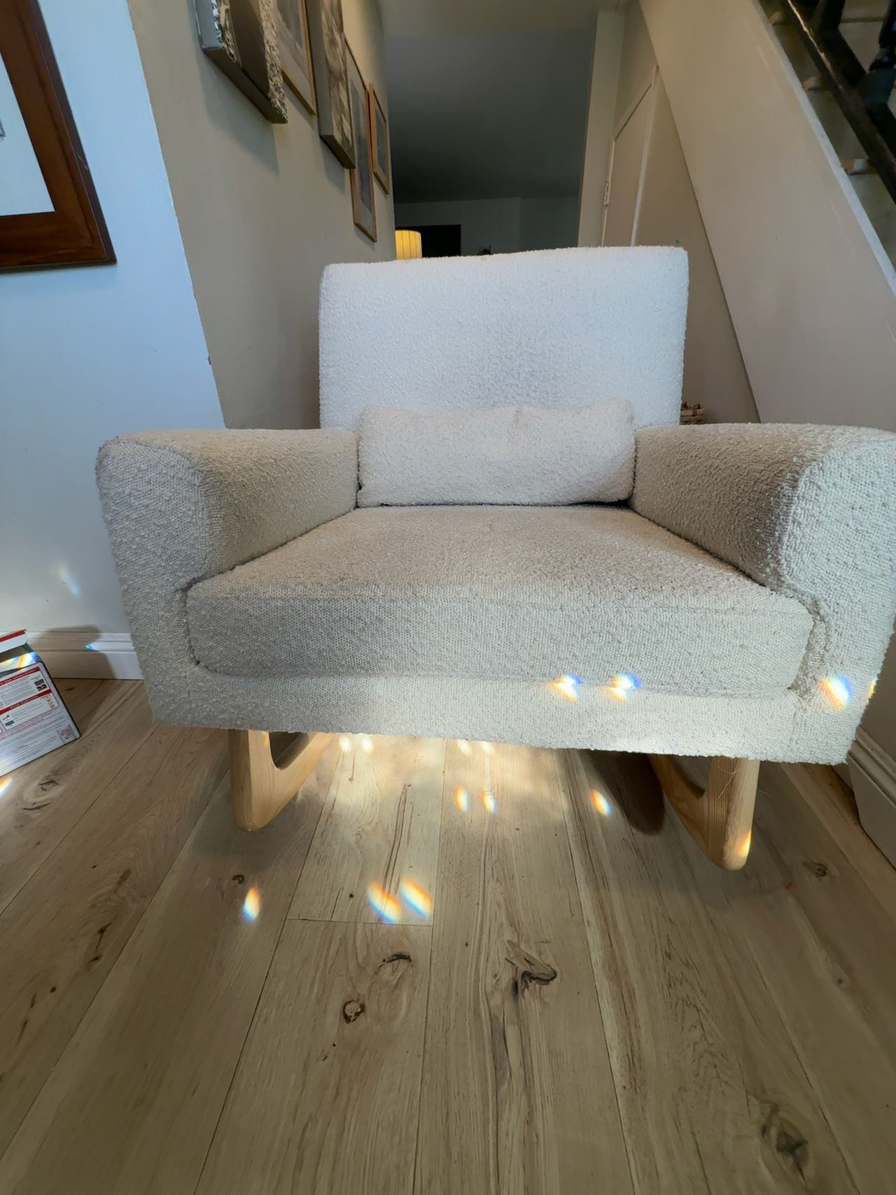 Nursery Works Sleepytime Rocker Ivory Boucle with Wood Legs