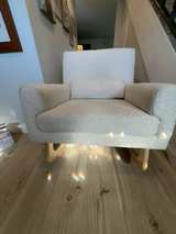 Nursery Works Sleepytime Rocker Ivory Boucle with Wood Legs - Image 1
