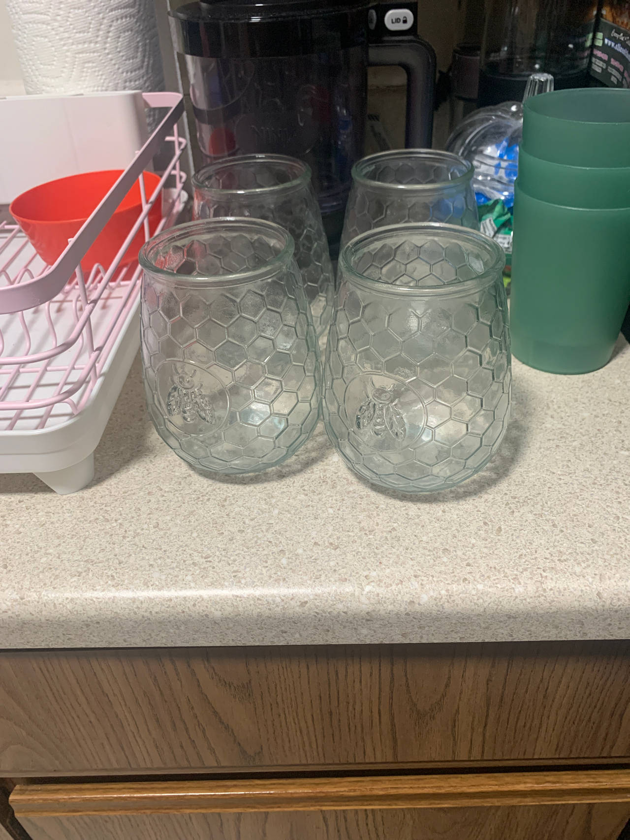 Bee Embossed Honeycomb Glass Tumblers