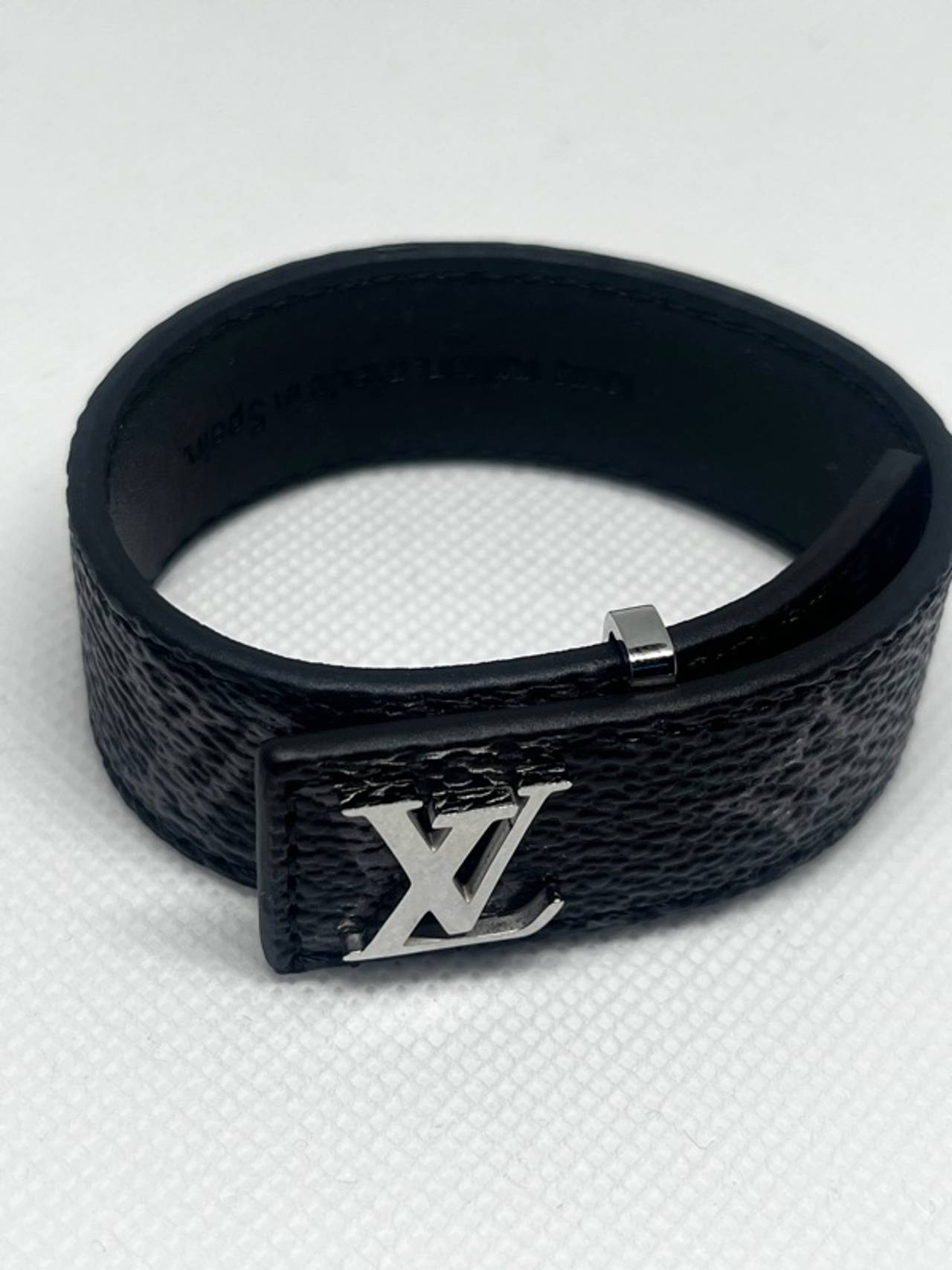 Louis Vuitton Slim Bracelet Black Leather 9‑Inch