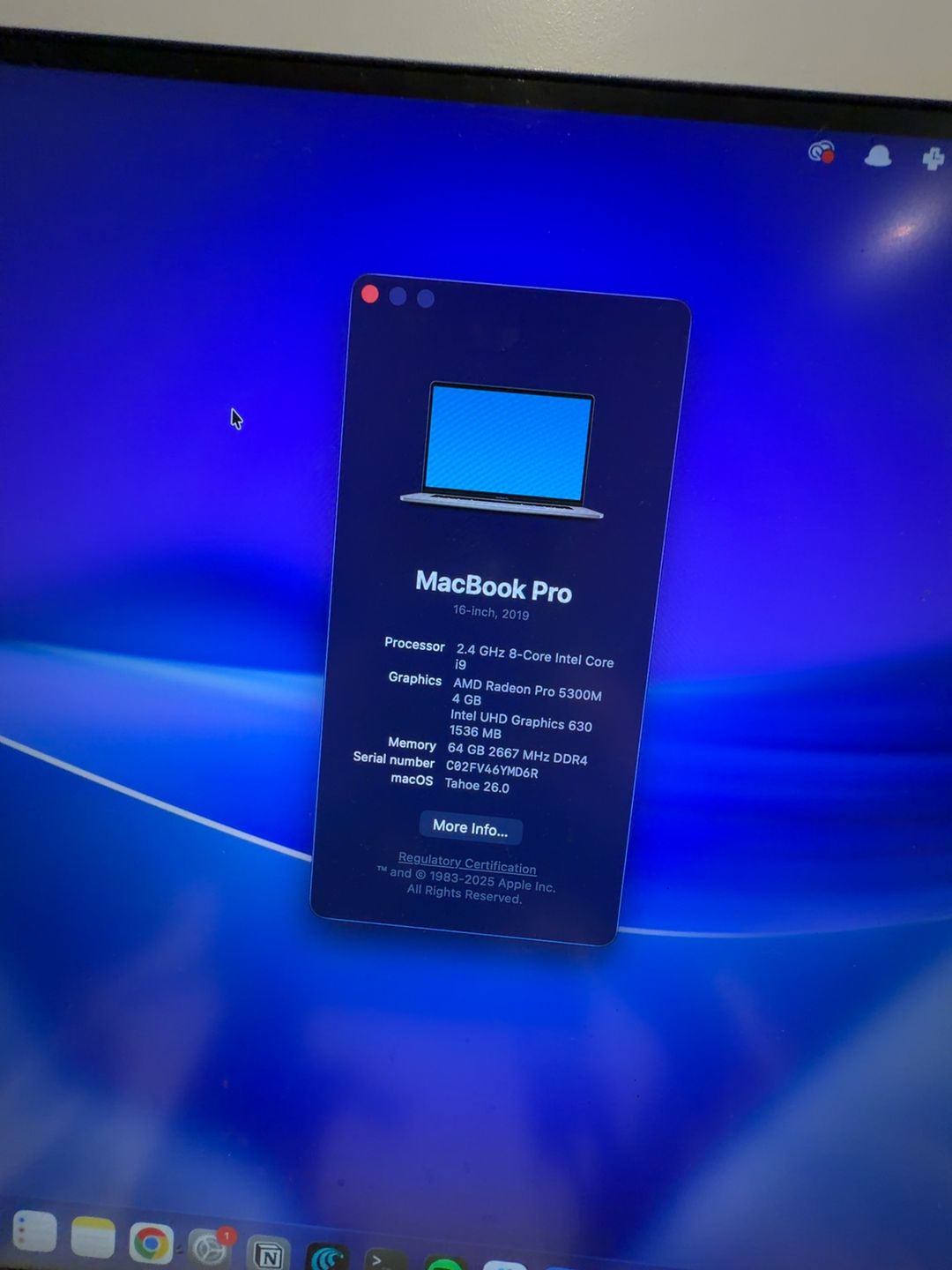 Apple MacBook Pro 16-inch (2019, Intel i9, 64GB RAM, 500GB SSD)