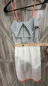 Xhilaration Striped and Polka Dot Dress small orange black white - Image 3