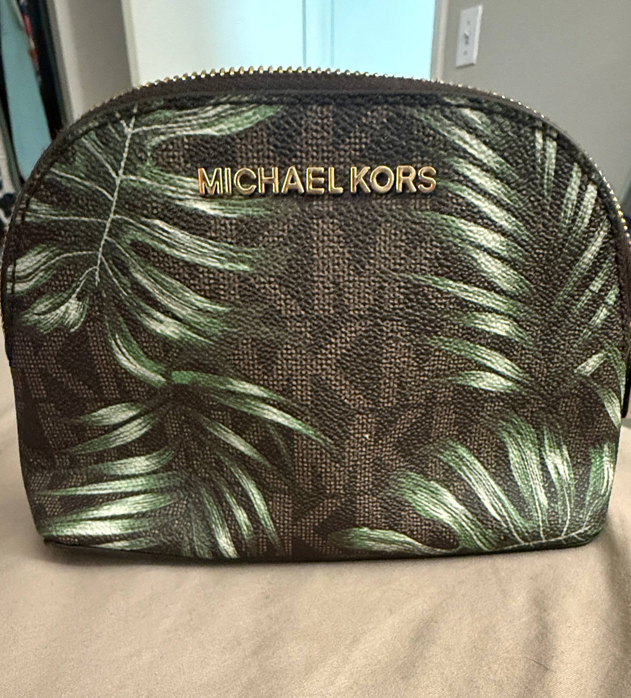 Michael Kors Jet Set Travel Palm Leaf Cosmetic Case