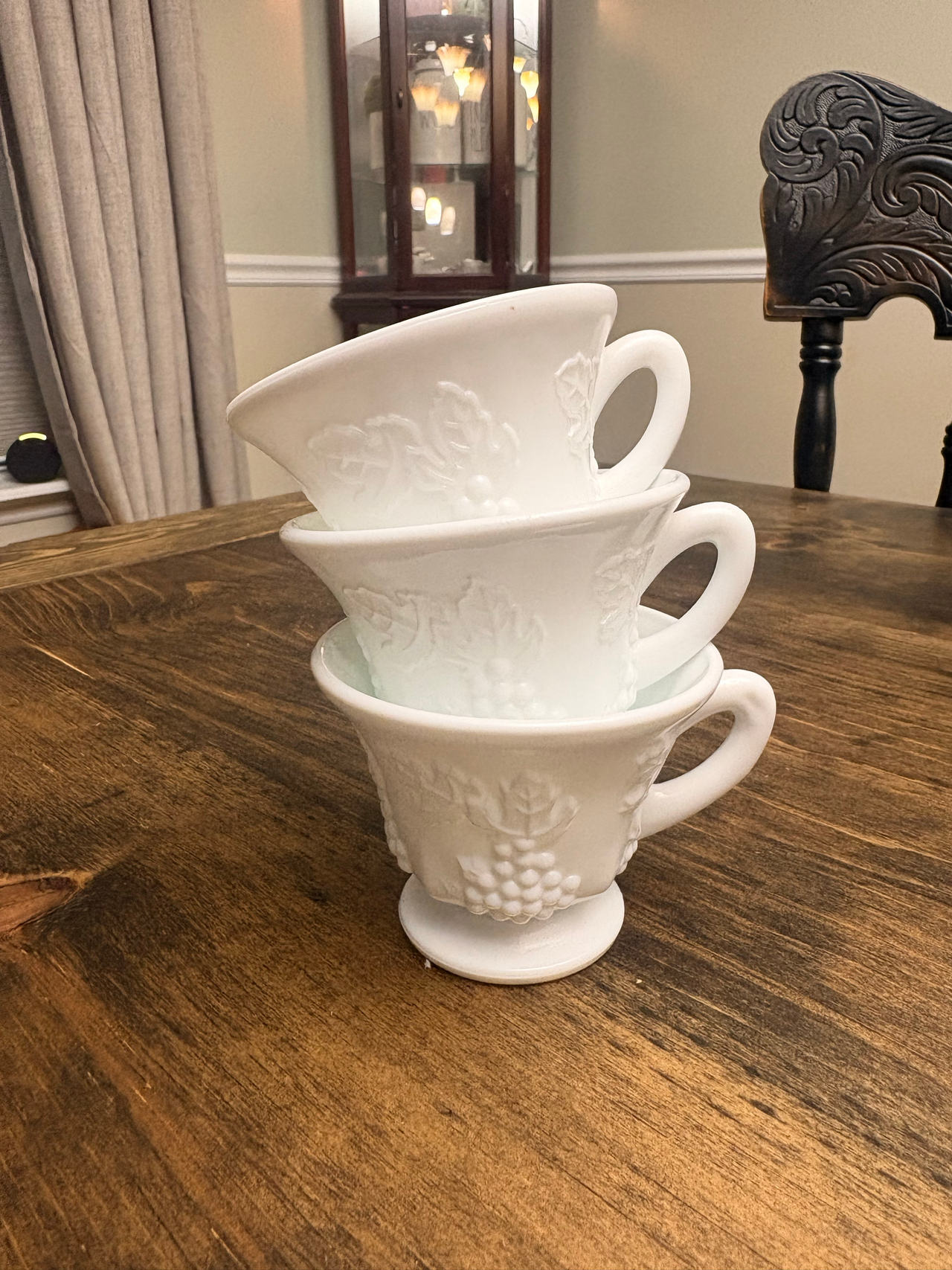 Westmoreland Harvest Grape Milk Glass Cups