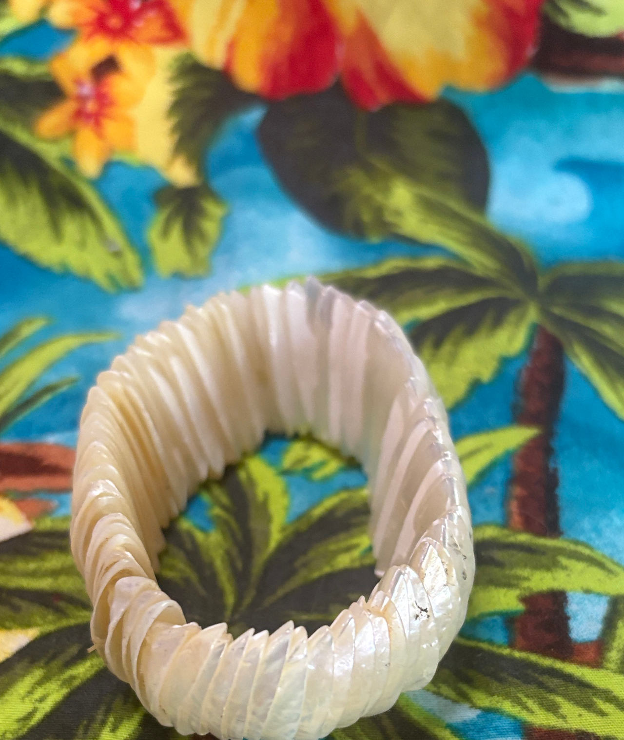 Vintage Mother of Pearl Shell Stretch Bracelet