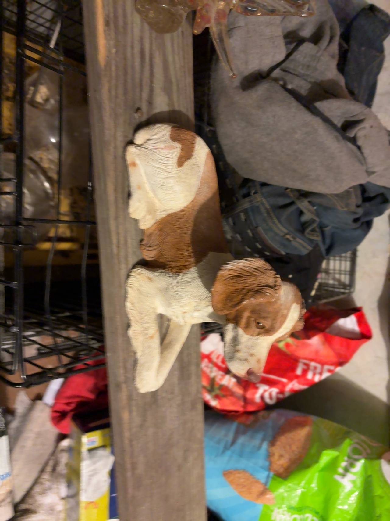 Hand Carved Wood Dog Statue