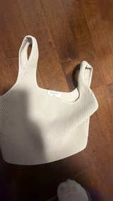 Aritzia Babaton Sculpt Knit Cropped Tank Top - Pale Yellow - Image 2
