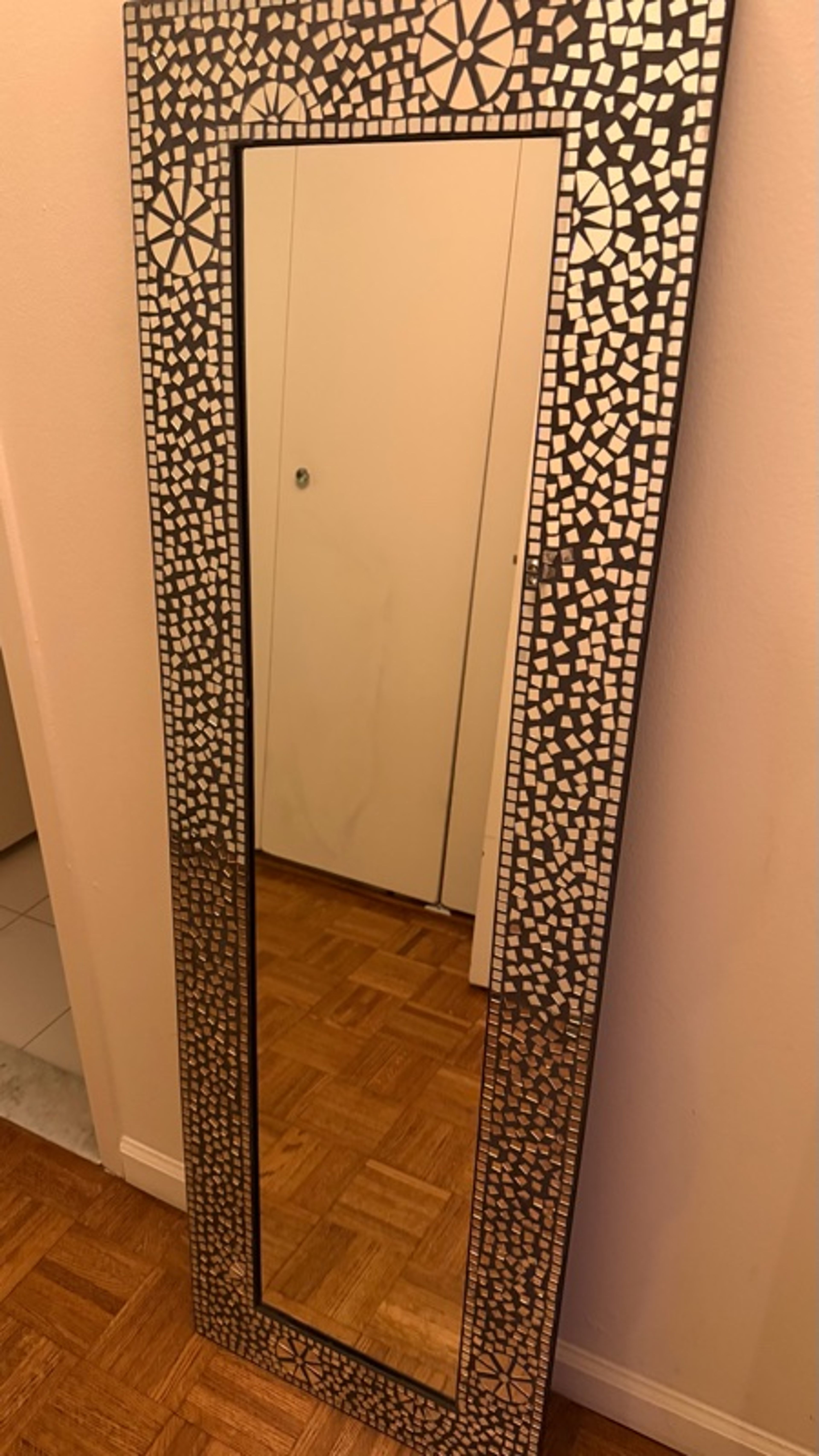 Mosaic Full-Length Mirror with Black Floral Frame