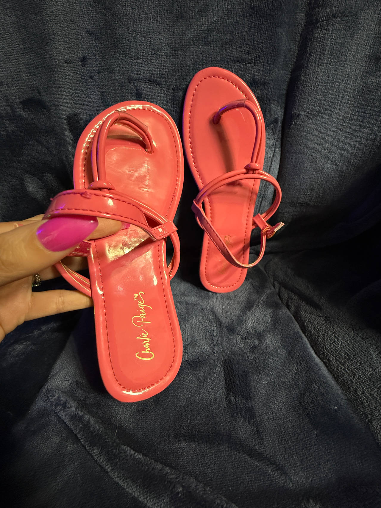 Charlie Paige Pink Toe Loop Sandals