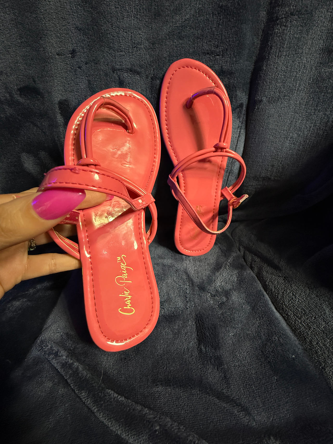 Charlie Paige Pink Toe Loop Sandals
