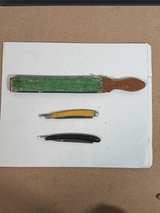 Emerson Elastic Razor Strop with Vintage Straight Razors - Image 1