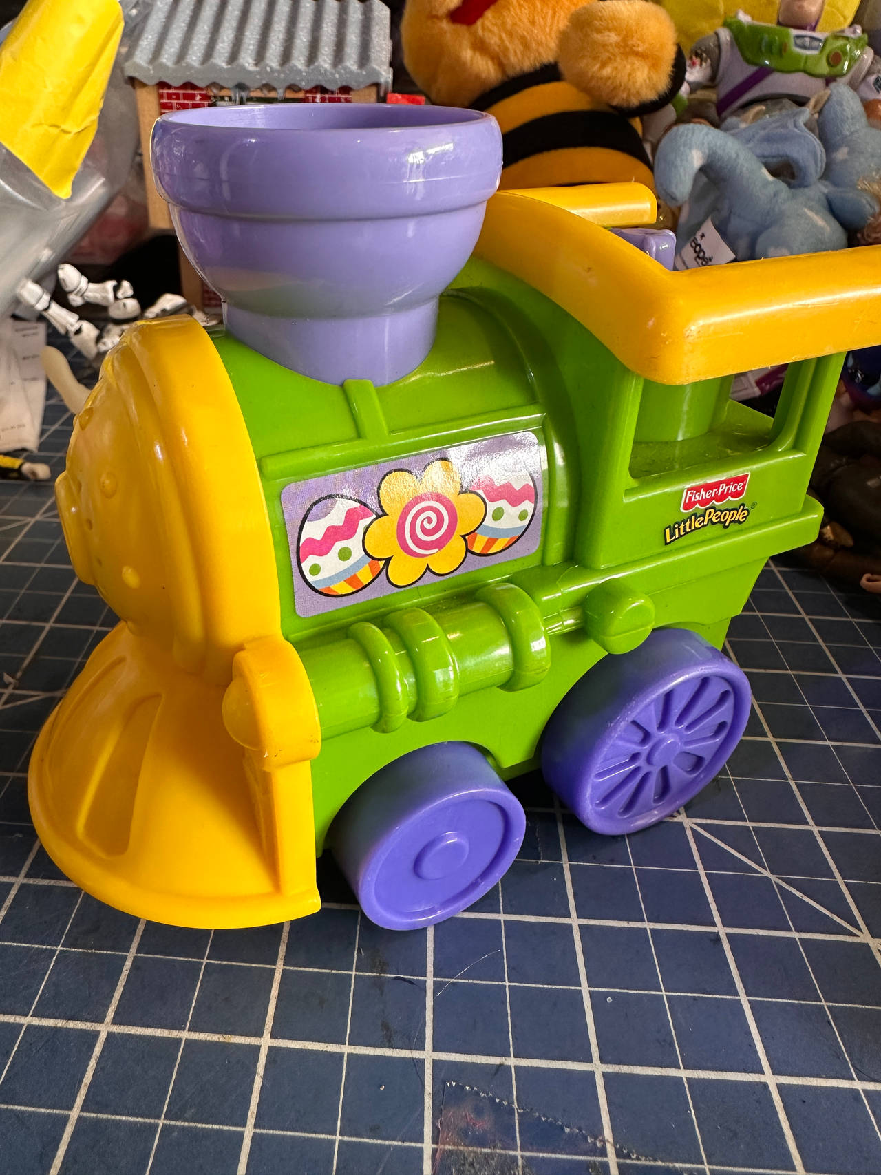 Fisher-Price Little People green EASTER TRAIN engine rare htf vtg.