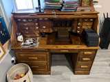 Solid Oak Roll Top Computer Desk Large! - Image 4
