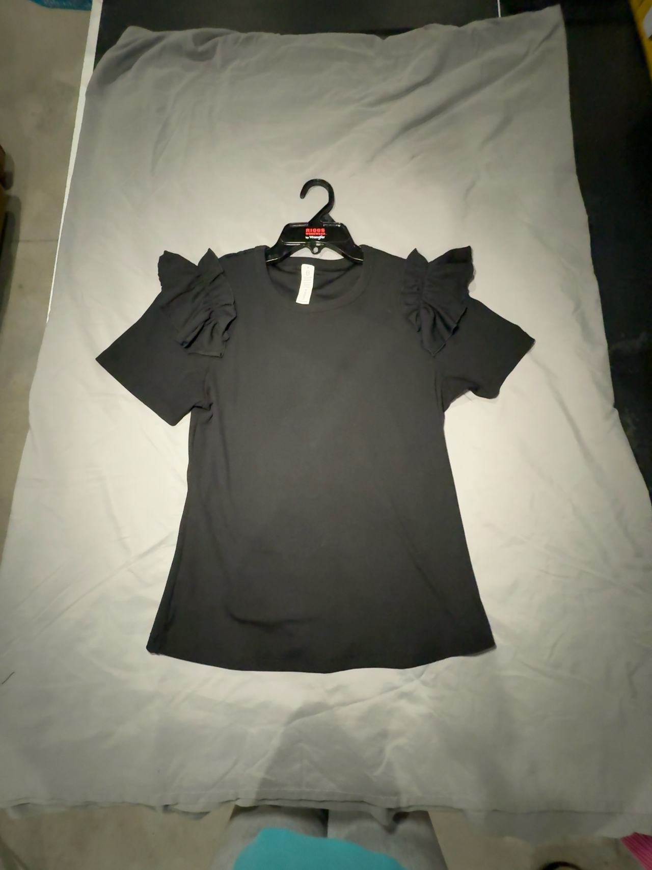 Black Ruffle Sleeve Top