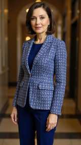 Donna Karan New York Blue Tweed Blazer - Image 2
