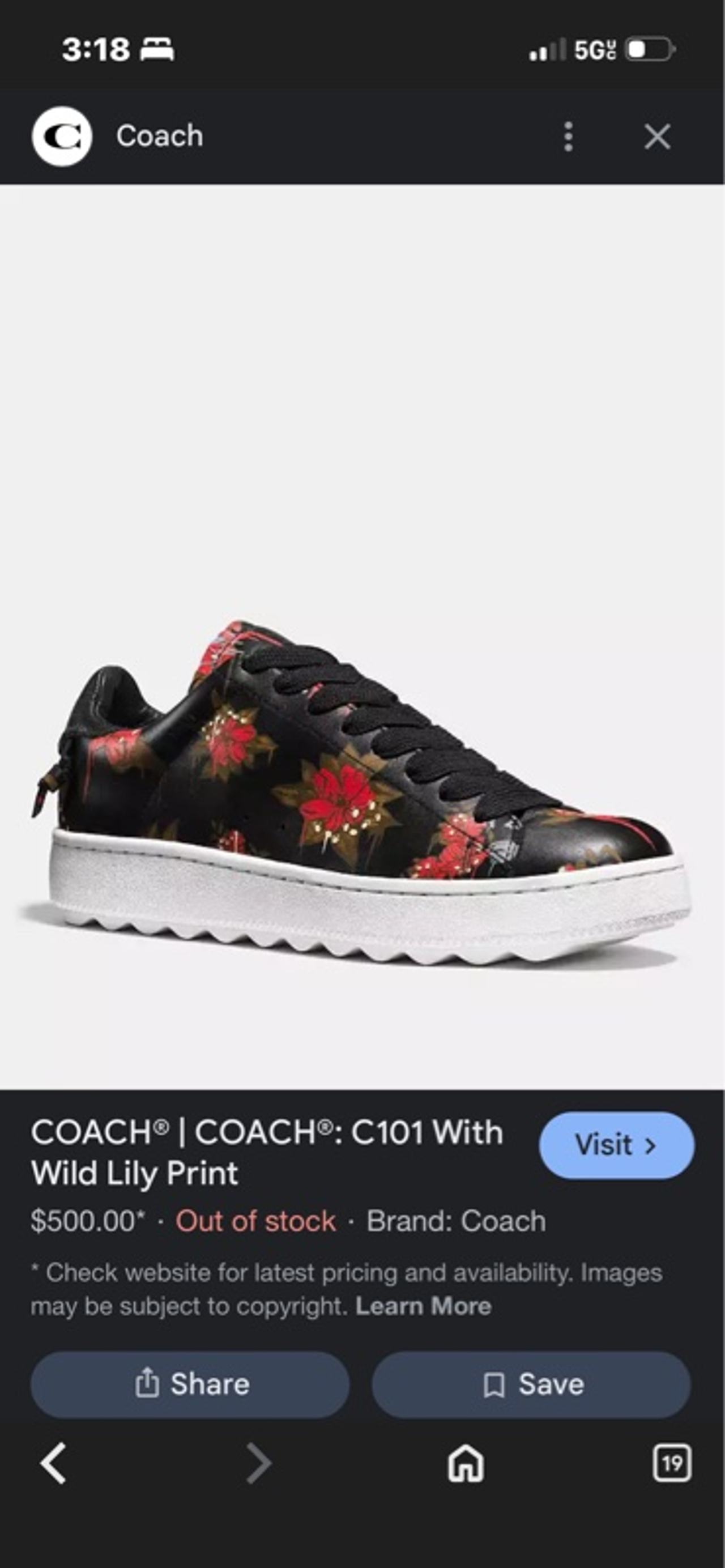 Coach C101 Low Top Sneaker Wild Lily Print