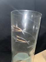 Libbey Vintage Etched Floral Green/Gold Band Highball Glasses - Image 3