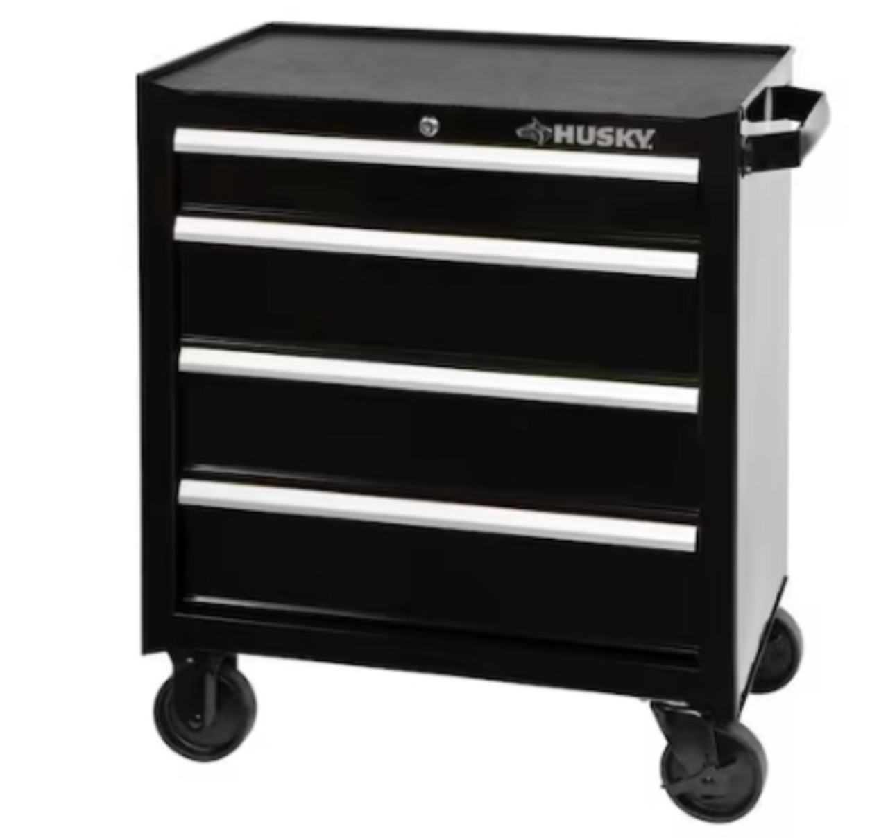 Husky 27 in. W 4-Drawer Rolling Tool Cabinet in Gloss Black