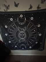Hihealer Sun Moon Tapestry Black & White Psychedelic Wall Art - Image 2