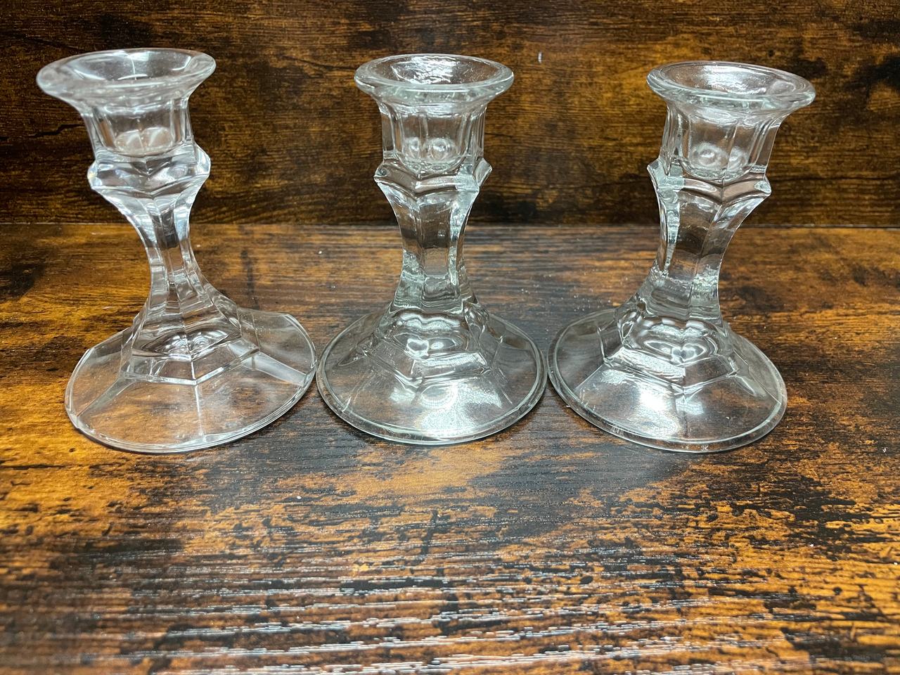 Pressed Glass Candlestick Holders