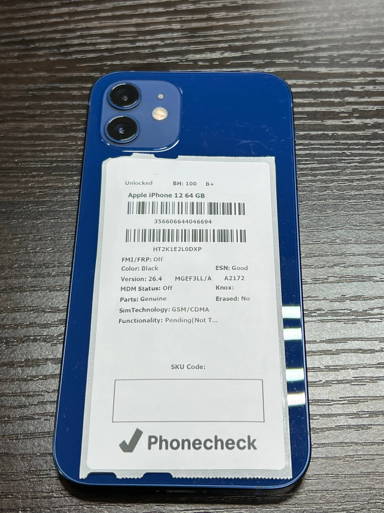 Apple iPhone 12 64GB Blue unlocked 100% battery health