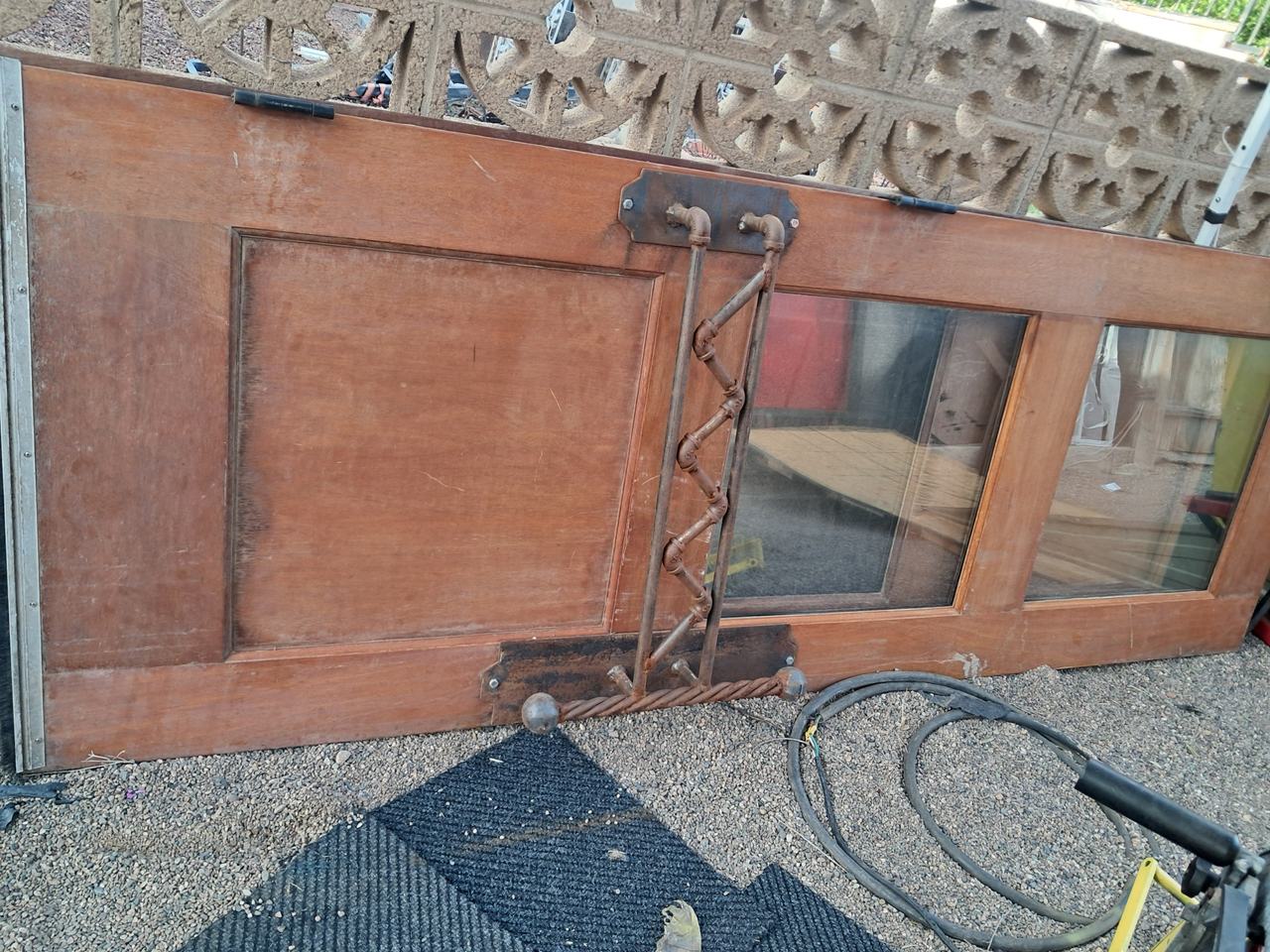 2 Antique Wood Doors with Industrial Pipe handles