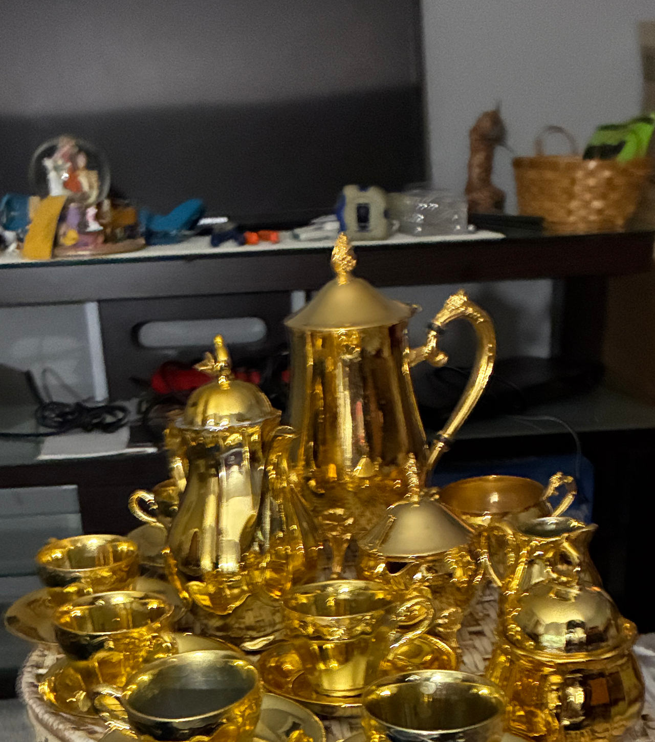 Vintage Gold Plated Porcelain Tea Service Set