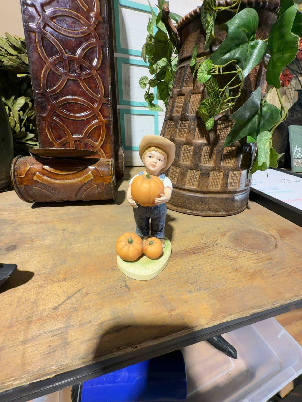 Homco Denim Days 'Let Us Give Thanks' Pumpkin Figurine