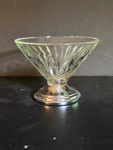 Vintage Ribbed Glass Dessert Cup with Metal Base - Image 1