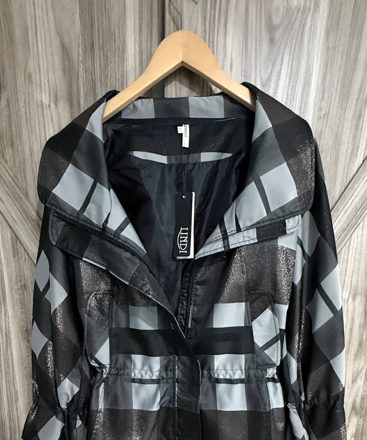 Lindi Metallic Plaid Anorak Jacket