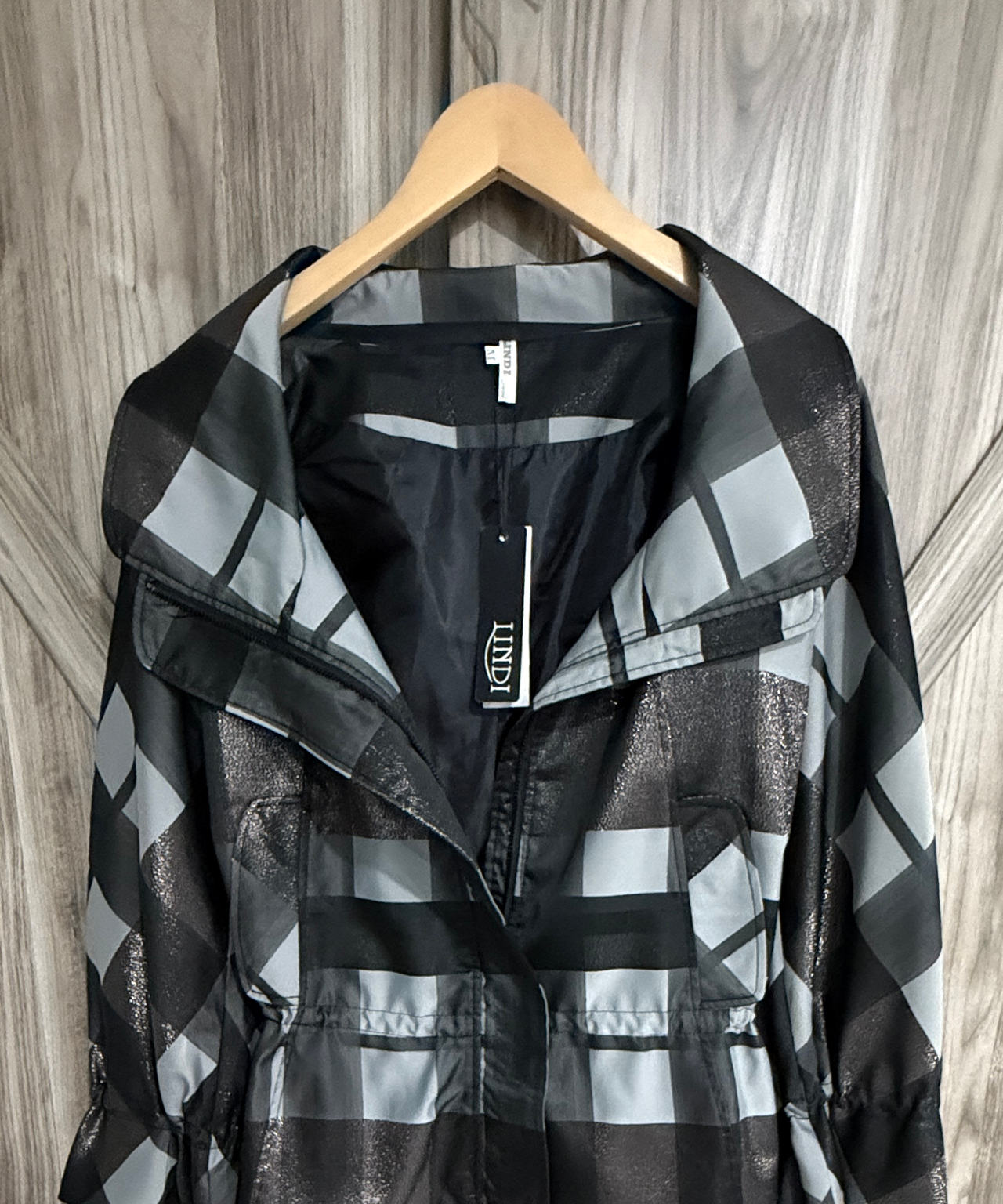 Lindi Metallic Plaid Anorak Jacket