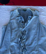 Lauren Ralph Lauren Sleeveless Ruffle Front Denim Shirt - Image 1