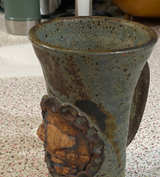 Handmade cat or Lion Medallion hand thrown pottery Mug. - Image 1