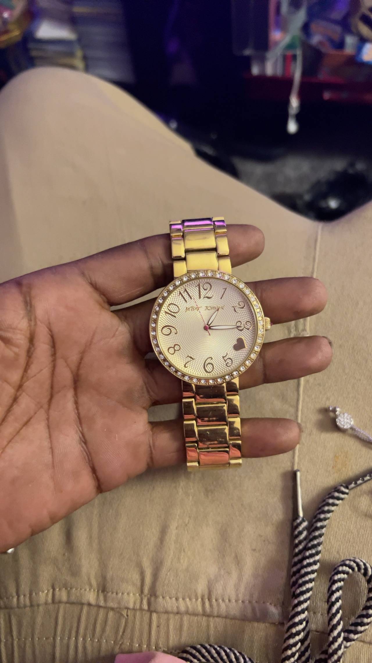 Betsey Johnson Gold-Tone Crystal Accent Bracelet Watch