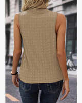 OCSTRADE Womens Size Medium Tank Tops Black Lattice Textured Split Neck Trendy - Image 3