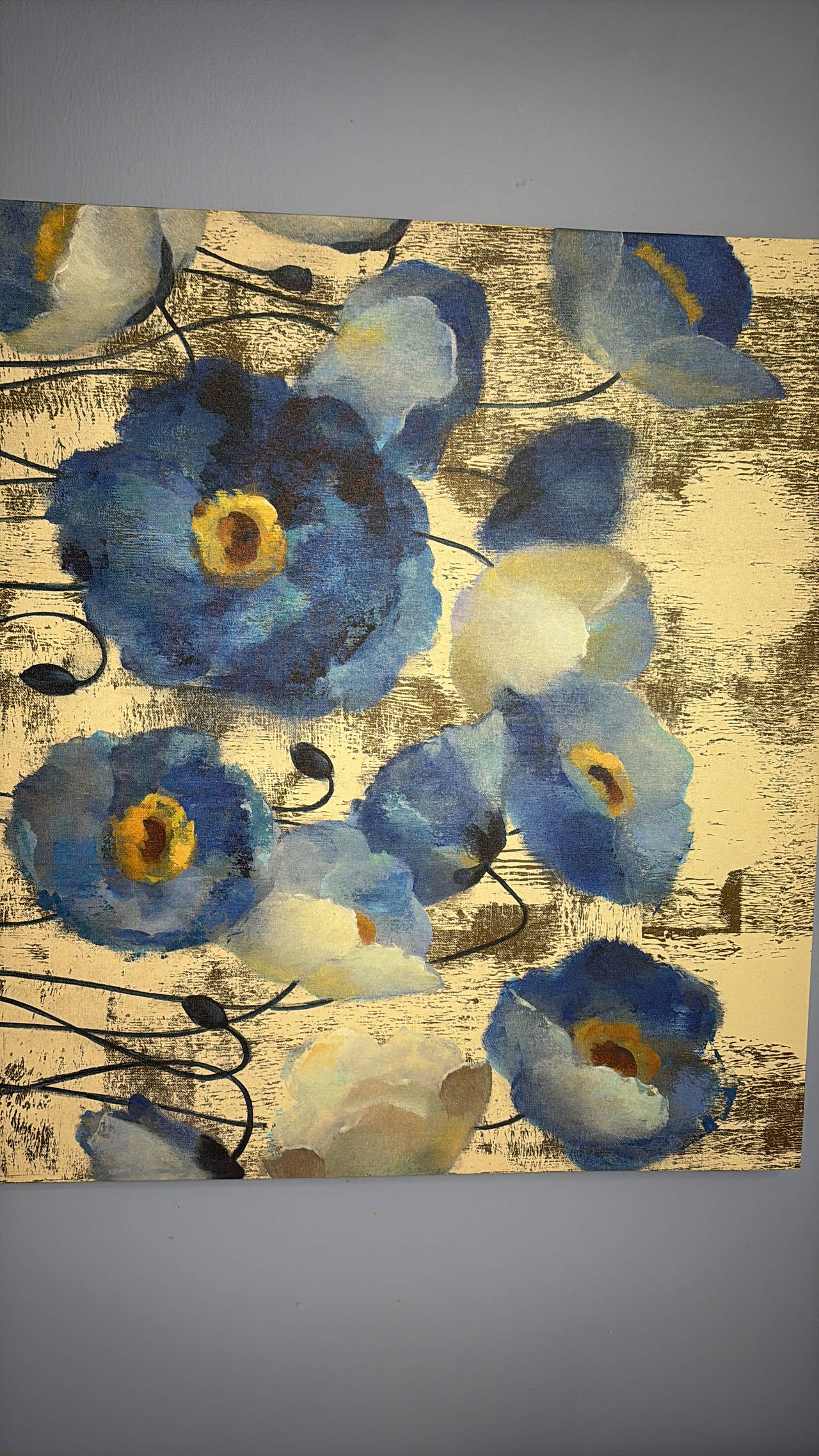 Blue Floral Canvas Wall Art