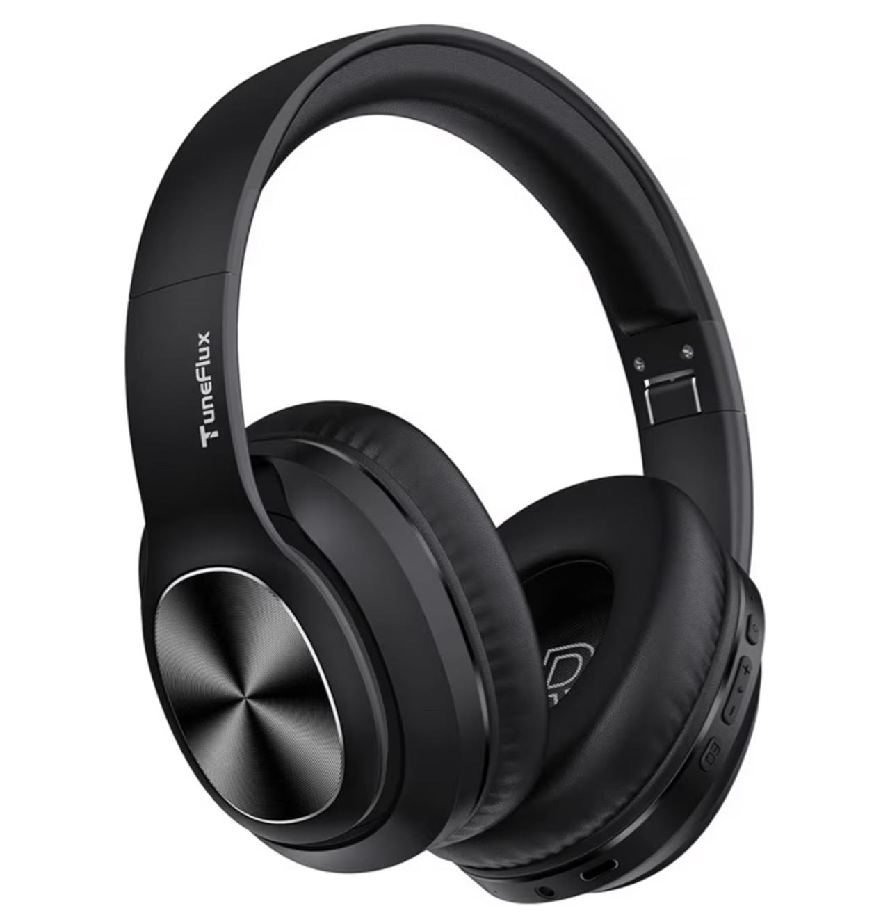 TuneFlux Wireless Bluetooth Headphones Over Ear Bluetooth 5.3 Headsets Black