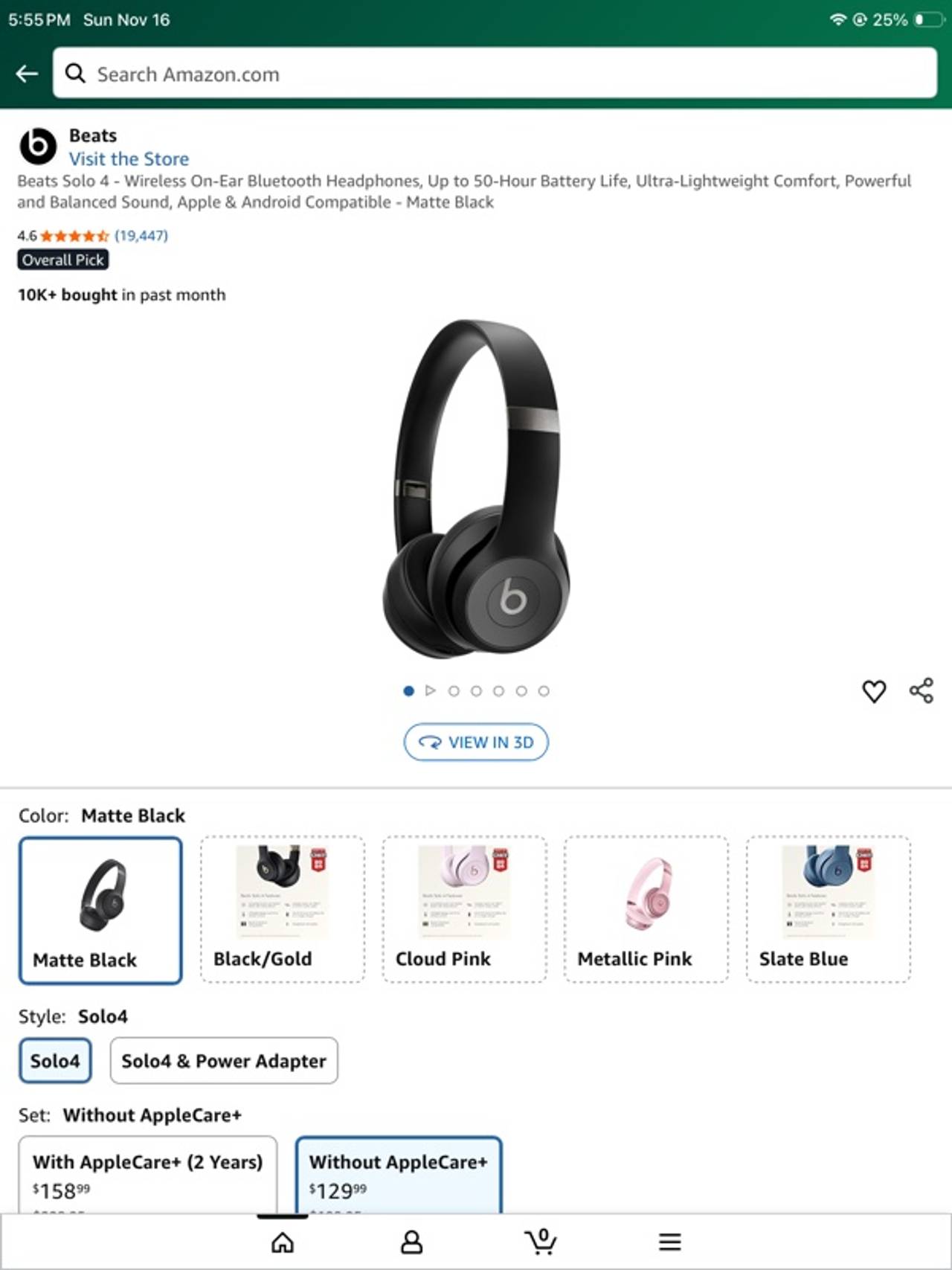 Beats Solo 4 Wireless On-Ear Headphones Matte Black