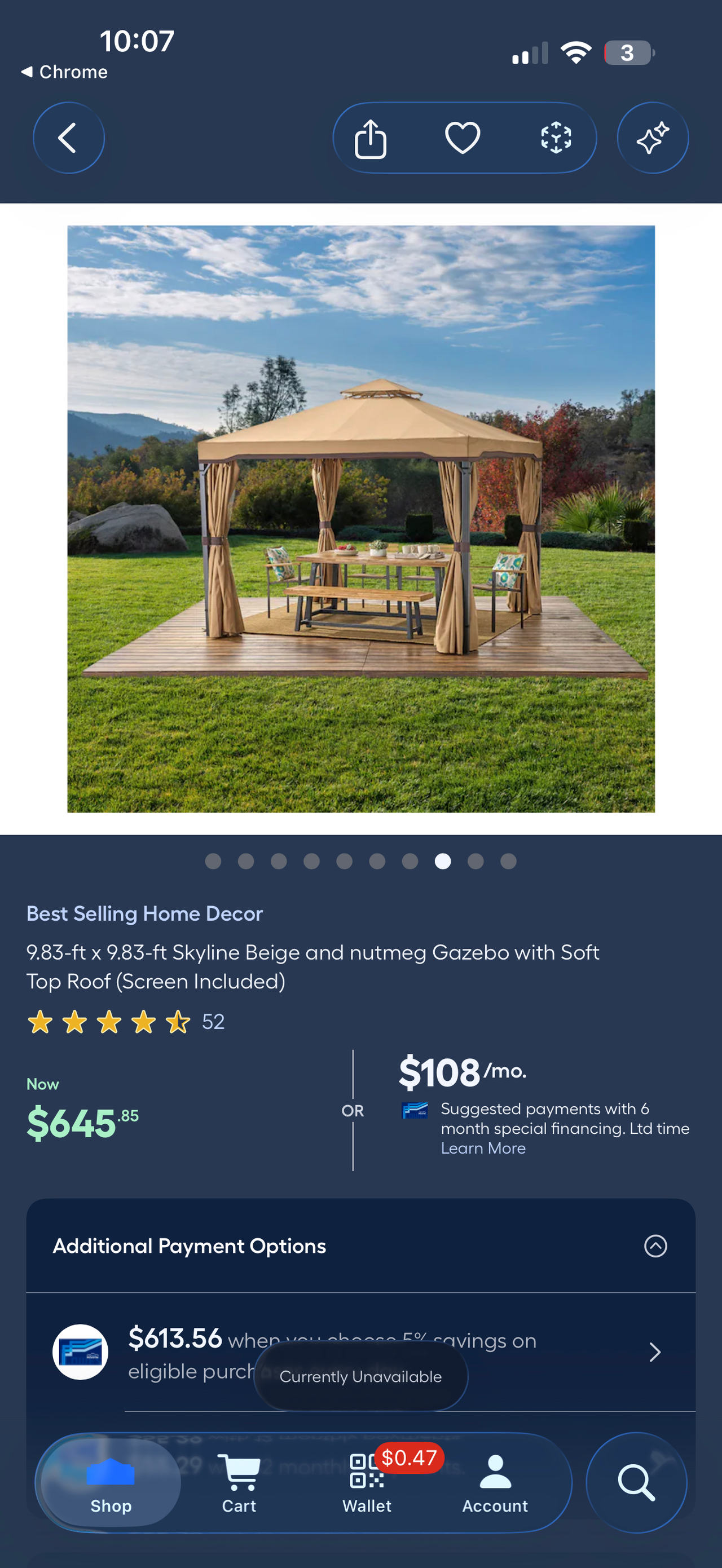 New 10x10 Skyline Gazebo, Nutmeg