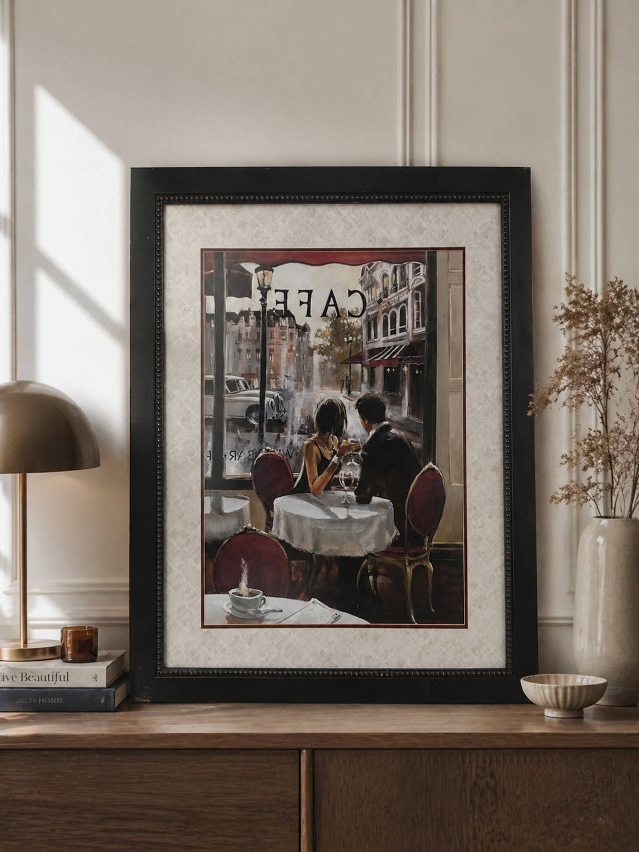 Framed Parisian Cafe Art Print 35x42