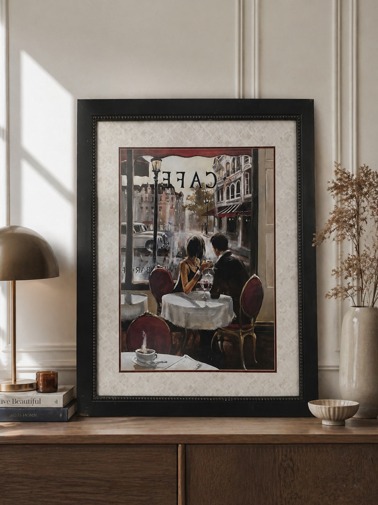 Framed Parisian Cafe Art Print 35x42