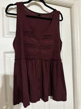 Torrid Burgundy Waffle Knit Lace Babydoll Tank Top - Image 1