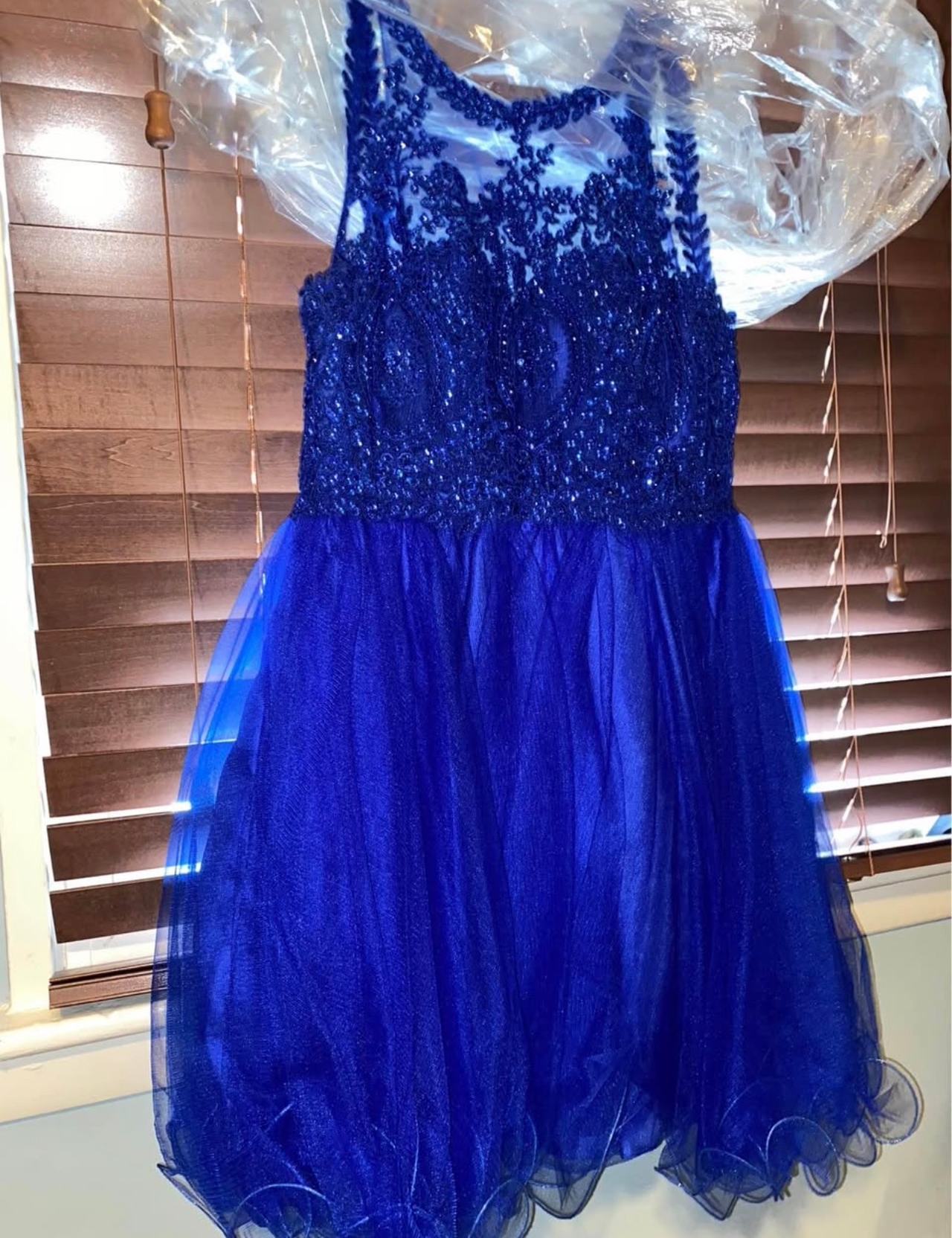 Royal Blue Beaded Tulle Homecoming Dress