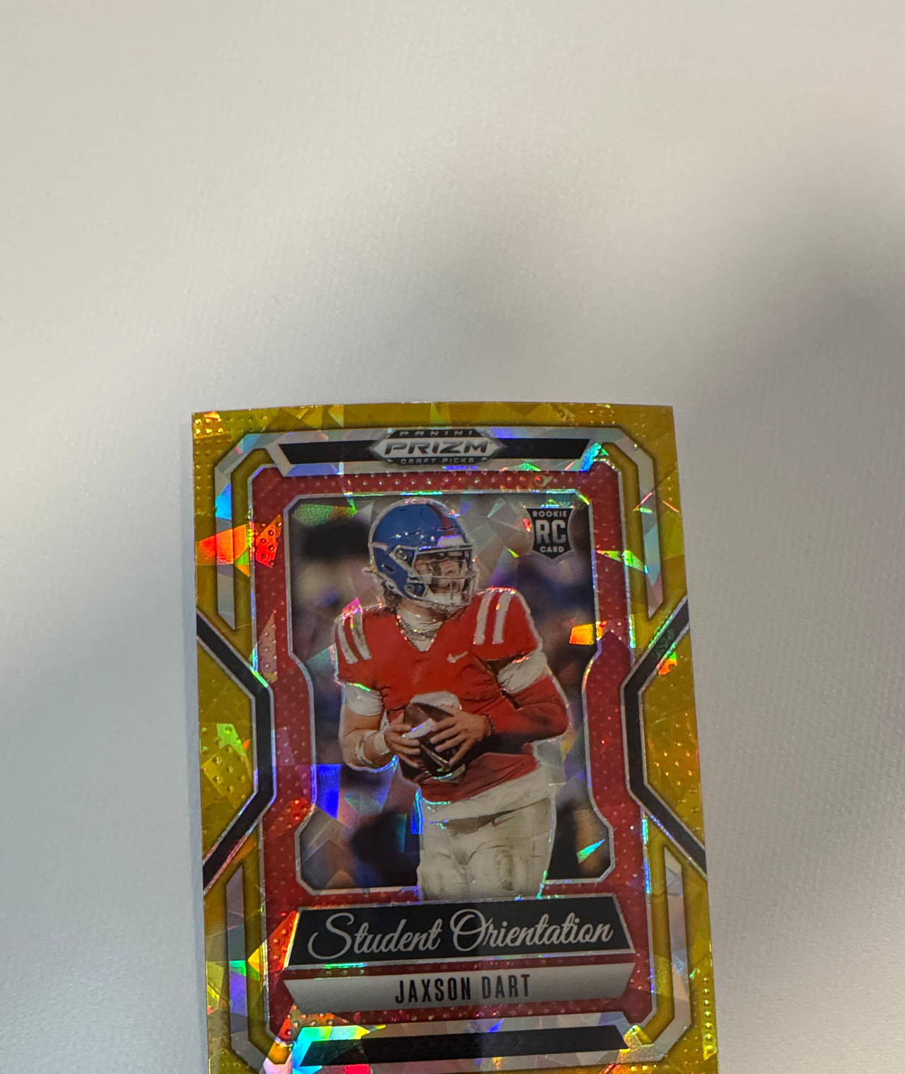 2025 Panini Prizm Draft Picks Jaxson Dart Student Orientation Gold Ice Prizm RC