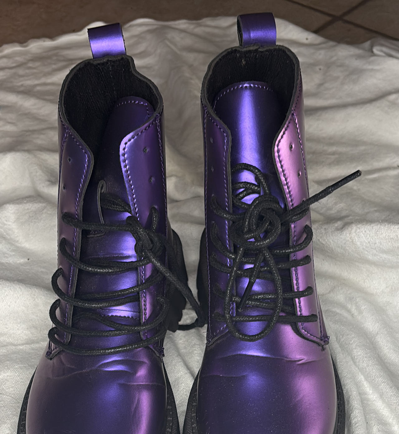 Metallic Purple Combat Boots