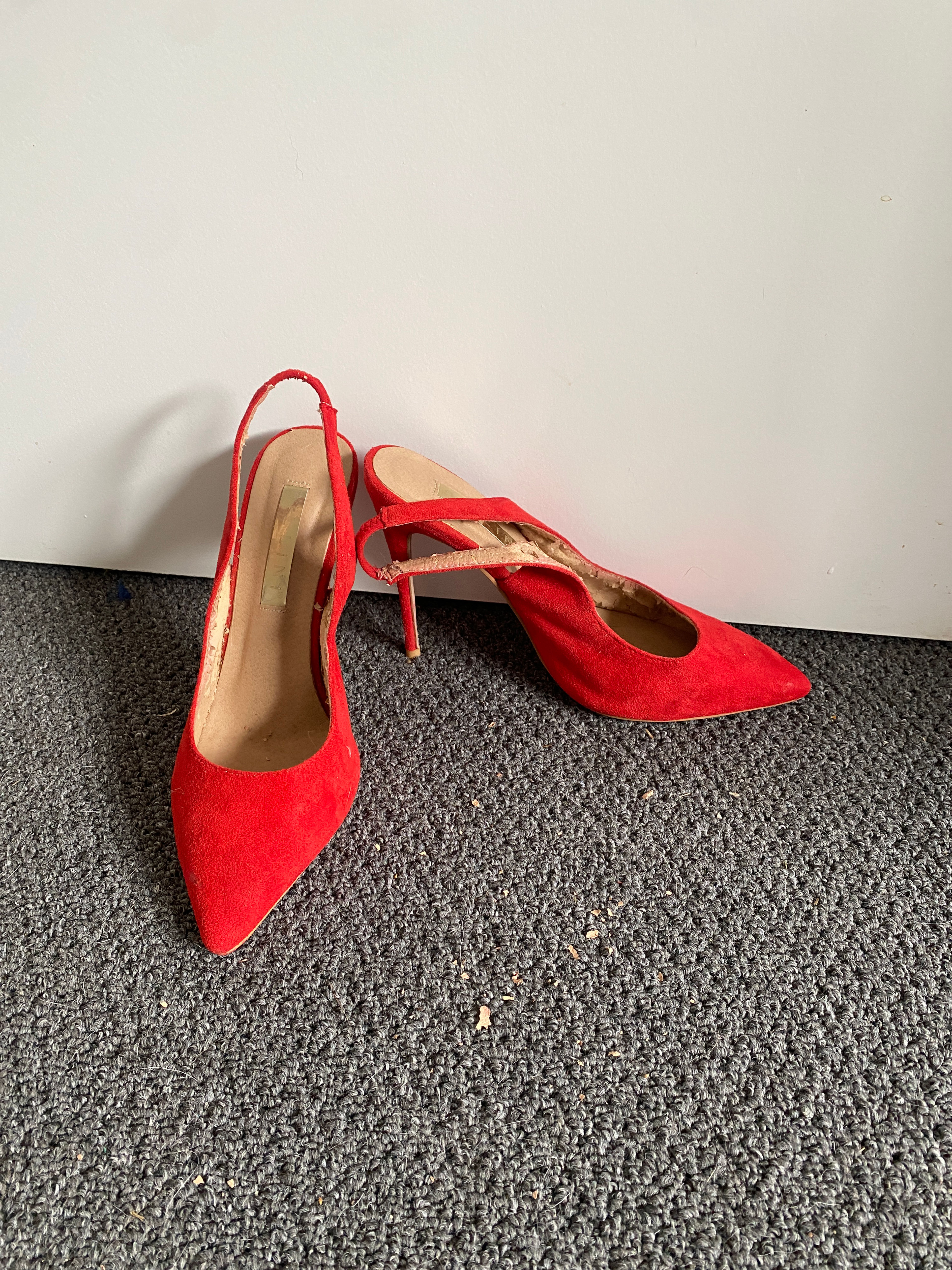 Red Suede Slingback Heels